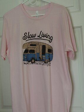 Women's  Oversized Pink SS T Shirt Themed Outdoor Living/Camping